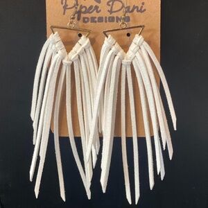 White Fringe Earrings